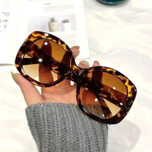 Mob Wife Oversized Sunglasses Round Retro Stylish Shades Leopard Tortoiseshell